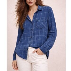 Cloth & Stone Anthropologie Plaid tencell Button-Down Shirt Size S